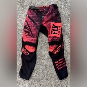 Fly Racing Kinetic Noiz Pants-Kids size 18(med/large)- Neon Red/Black